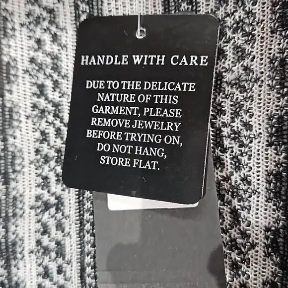 Colour Works Long Sleeve Duster Cardigan Sweater Cream Black Large - Picture 4 of 8